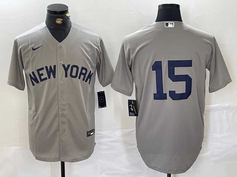 Men%27s New York Yankees #15 Thurman Munson Grey Stitched Nike Cool Base Jersey
